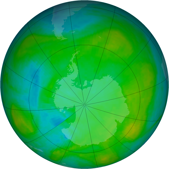 Antarctic ozone map for 04 January 1984